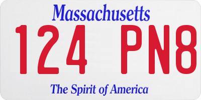 MA license plate 124PN8