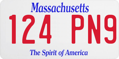 MA license plate 124PN9