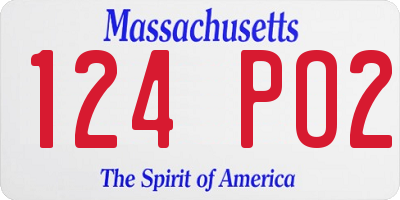 MA license plate 124PO2