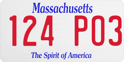 MA license plate 124PO3
