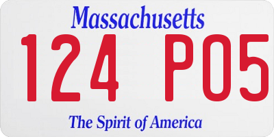 MA license plate 124PO5