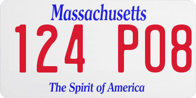 MA license plate 124PO8