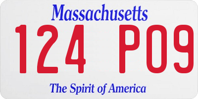 MA license plate 124PO9