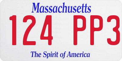 MA license plate 124PP3