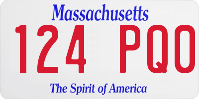 MA license plate 124PQ0