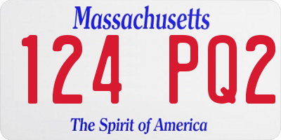 MA license plate 124PQ2