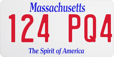 MA license plate 124PQ4
