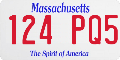 MA license plate 124PQ5