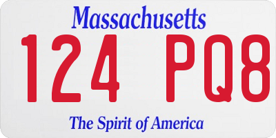 MA license plate 124PQ8