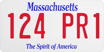 MA license plate 124PR1