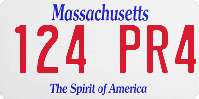 MA license plate 124PR4