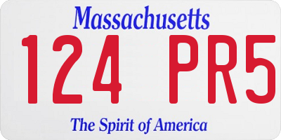 MA license plate 124PR5