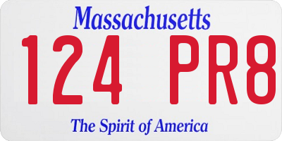 MA license plate 124PR8