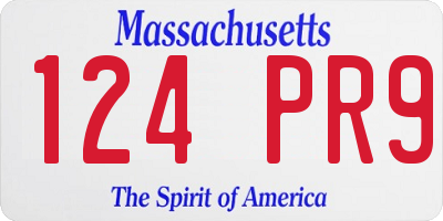 MA license plate 124PR9