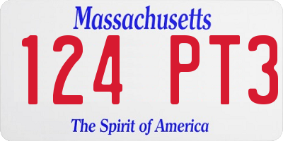MA license plate 124PT3