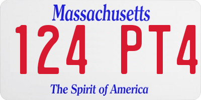 MA license plate 124PT4