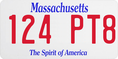 MA license plate 124PT8