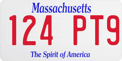 MA license plate 124PT9