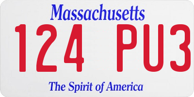 MA license plate 124PU3