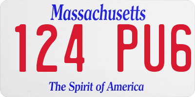 MA license plate 124PU6