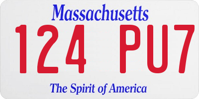 MA license plate 124PU7