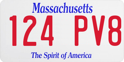 MA license plate 124PV8
