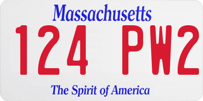 MA license plate 124PW2