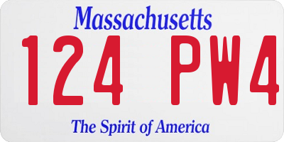 MA license plate 124PW4