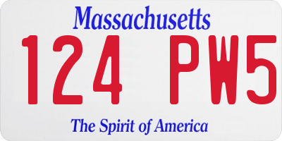 MA license plate 124PW5