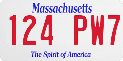 MA license plate 124PW7