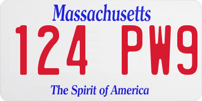 MA license plate 124PW9