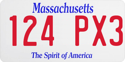 MA license plate 124PX3