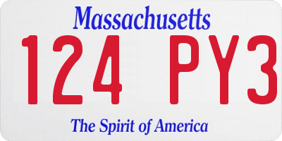 MA license plate 124PY3