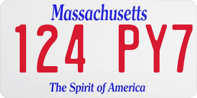 MA license plate 124PY7