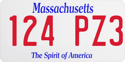 MA license plate 124PZ3