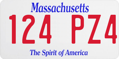 MA license plate 124PZ4