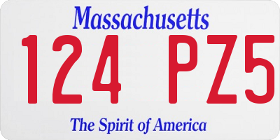 MA license plate 124PZ5
