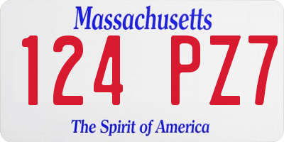 MA license plate 124PZ7