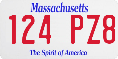 MA license plate 124PZ8