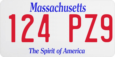 MA license plate 124PZ9