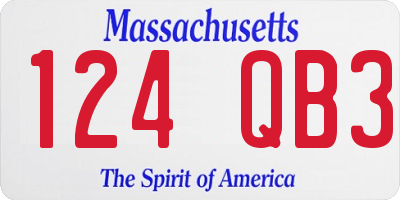 MA license plate 124QB3