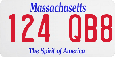 MA license plate 124QB8