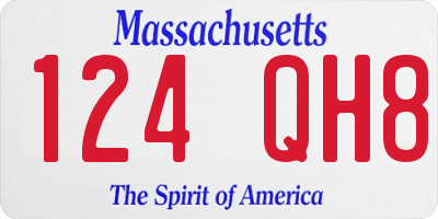 MA license plate 124QH8