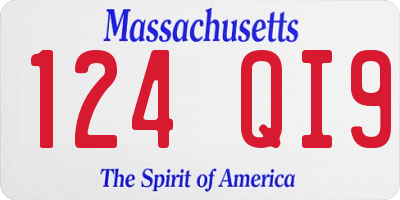 MA license plate 124QI9