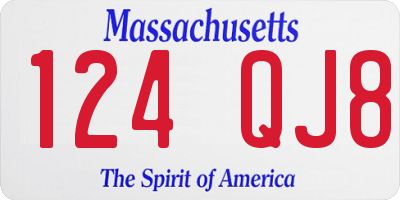 MA license plate 124QJ8