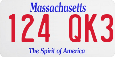 MA license plate 124QK3