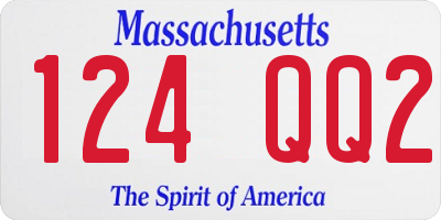 MA license plate 124QQ2