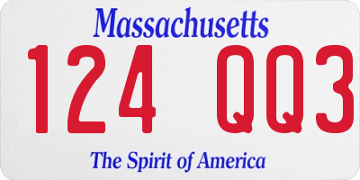 MA license plate 124QQ3