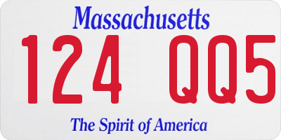 MA license plate 124QQ5
