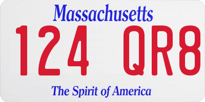 MA license plate 124QR8